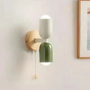 GobekUsa Cream Zipper Nordic Wooden Wall Lamp: Minimalist Indoor Lighting for Bedroom and Living Room