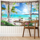 GobekUsa Coconut Forest Sea View Tapestry Wall Hanging - Aesthetic Home Decor