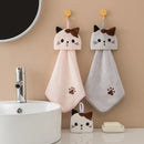 GobekUsa Cartoon Cat Hand Towel: Thick Coral Velvet Towel for Kitchen & Bathroom
