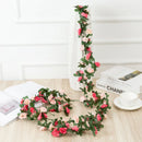 GobekUsa 250cm Rose Flowers Vine Garland Autumn Cane Backdrop Decor