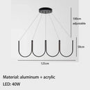 GobekUsa LED Chandelier: Black Gold Aluminium Hanging Light, Parlor Dining Room Bedroom Lamp