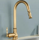GobekUsa Antique Brass Kitchen Faucet 360° Rotation Sink Mixer Tap - Tuqiu Design