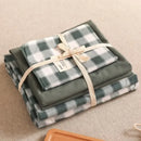 GobekUsa Japanese Grid Print Bed Set in Washed Cotton for Summer Comfort