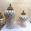 GobekUsa Gold Diamond Porcelain Vase: Elegant Ceramic Home Decoration & Storage Jar
