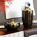 GobekUsa Elegant Black Gold Ceramic Vase for Modern Luxury Flower Decoration