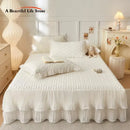 GobekUsa Lace Ruffles Cooling Bed Skirt Set with Pillowcases