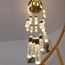 GobekUsa Cylindrical Crystal Chandelier: Modern Villa Living Room Lamp for Stylish Interiors.