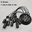 Black Industrial Spider Pendant Light, 6-Light Iron