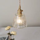 GobekUsa Clear Glass LED Pendant Light Fixture Modern Copper Knob Switch Hang Lamp