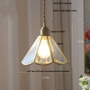 GobekUsa Blue Glass LED Pendant Light Fixture with Adjustable Copper Knob Switch