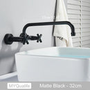 GobekUsa Antique Brass Dual Handle Wall Mount Kitchen Faucet