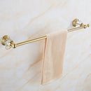 GobekUsa Brass and Crystal Bathroom Accessories Set: Shelf, Robe Hook, Paper Holder, Brush Holder