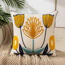 GobekUsa Daisy Yellow Floral Geometric Pillow Cover - Soft Cozy Embroidery for Living Room