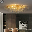 GobekUsa Crystal Teardrop Gold Ceiling Chandelier for Elegant Living Room Bedroom Dining Kitchen