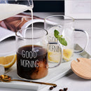 GobekUsa Good Morning Glass Mug - Transparent Tumbler with Handle