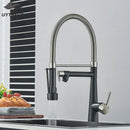 GobekUsa Brass Pull Down Kitchen Faucet Dual Spout Sprayer Mixer Tap