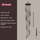 GobekUsa Loft Black LED Stair Chandelier for Modern Living Room and Restaurant