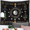 GobekUsa Celestial Moon Phase Floral Tapestry Wall Hanging