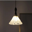 GobekUsa LED Pendant Light: Japan Style White Glass, Copper Socket, Walnut Wood Lamp