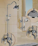 GobekUsa 8" Rainfall Shower Tub Faucet Set with Rotate Spout and Two Handles