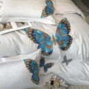 GobekUsa Butterfly Embroidery Bedding Set: King/Queen/Ru Size Bed Linens, Sheet, Pillowcase, Comforter Cover