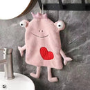 GobekUsa Frog Design Hand Towel - Soft Coral Velvet, Kids Friendly, Absorbent & Multipurpose