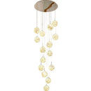GobekUsa Glass Ball Spiral Chandelier for Modern Staircase & Dining Table LED Ceiling Light