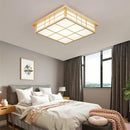 GobekUsa Japanese Wooden Square LED Ceiling Lights for Modern Living Room and Kitchen
