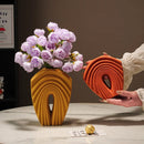 GobekUsa Geometric Folds Ceramic Flower Vase - Home Decor Handicrafts