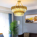 GobekUsa Crystal LED Pendant Lights: Luxury Gold Plating Metal Hanging Lamp for Living, Dining, Bedroom