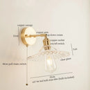 GobekUsa Green Glass LED Wall Light Fixture | Modern Nordic Pull Chain Lamp