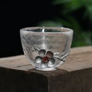 GobekUsa Carved Tin Glass Tea Cup Set - Heat Resistant, Puer Chinese, Elegant Design