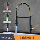GobekUsa Brass Spring Spout Kitchen Faucet with Single Lever Pull Down Mixer Tap