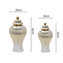 GobekUsa Gold Striped Ceramic Jar Vase Hand-made Porcelain Home Decor Storage