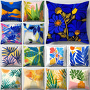 GobekUsa Blue Flower Leaves Pattern Pillowcase - Nordic Style Living Room Cushion Cover