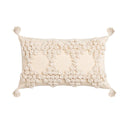 GobekUsa Boho Tufted Beige White Tassel Pillow Cover Home Decor Square Beaded Case