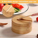 GobekUsa Bamboo Seasoning Box with Spoon - Rotating Cover Spice Container