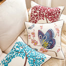 GobekUsa Butterfly Tree Embroidered Cushion Cover for Office Sofa & Home Decoration.