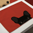 GobekUsa Dog Cat Pattern Cotton Linen Dining Table Mats 32*42cm