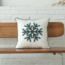 GobekUsa Christmas Plaid Cotton Canvas Cushion Cover with Snowflake Embroidery