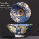GobekUsa Blue & White Ceramic Kung Fu Tea Cup - Japanese Style Porcelain Sake Cups