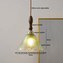 GobekUsa Green Glass LED Pendant Lamp with Knob Switch, Copper Chandelier