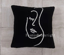 GobekUsa Lambswool Face Cushion Cover 45x45 Beige White Abstract Art Pillowcase