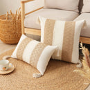 GobekUsa Boho Tassel Cushion Cover: Geometric Woven Crochet Pillowcase