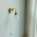 GobekUsa Clear Glass LED Wall Sconce Pull Chain Switch Modern Stair Light