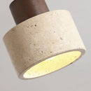 GobekUsa Japan Style LED Ceiling Light Yellow Travertine Stone Wood Base Bedroom Luminaire