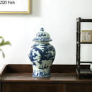 GobekUsa Blue White Porcelain General Jar: Ceramic Tea Caddy Candy Pot Storage Container