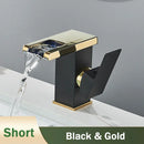 GobekUsa LED Black Waterfall Basin Faucet: Deck Mounted Hydroelectric Mixer Tap