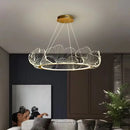 GobekUsa LED Lotus Leaf Ceiling Chandeliers Modern Living Dining Room Pendant Light Fixtures
