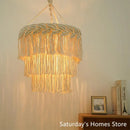 GobekUsa Boho Macrame Ceiling Pendant Light Cover for Home Bedroom Chandeliers